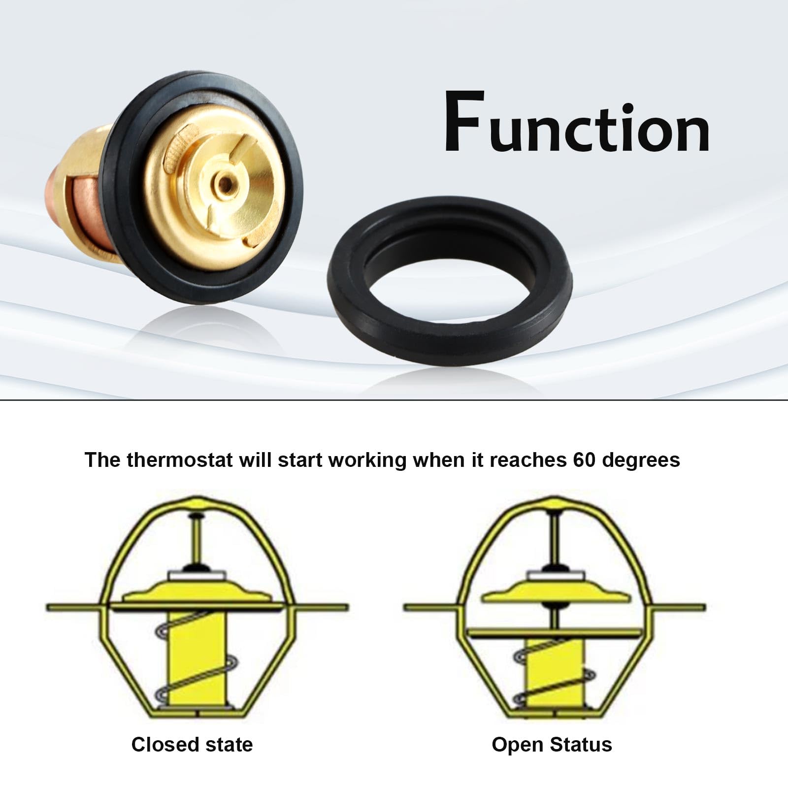 Himarklif Thermostat With 2 Gaskets Compatible With Johnson Evinrude 5-235 Hp Outboard Motors Replace#: 5005440 8330720 777260