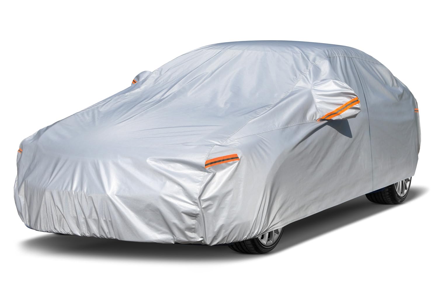 Kayme 6 Layers Car Cover Waterproof All Weather for Automobiles, Outdoor Full Cover Rain Sun UV Protection with Zipper Cotton, U