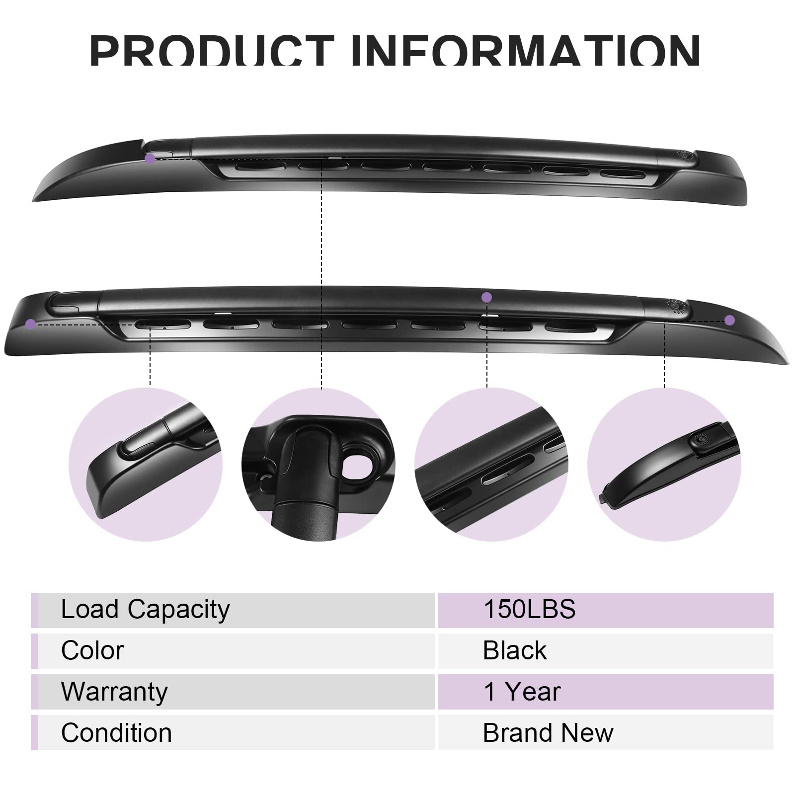AZHZ Roof Rack Cross Bars Cargo Bars Roof Rack Luggage Rack for Toyota Tacoma 2005-2022 Black -150LBS Load Capacity (Not Fit Acc