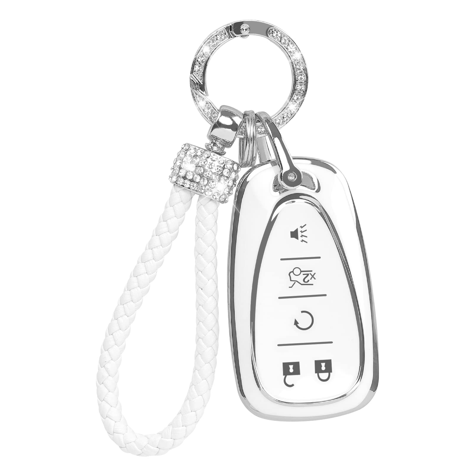 COGEEK Key Fob Cover with Bling Lanyard, Compatible with 2017 2018 2019 2020 2021 Malibu Camaro Trax Traverse Sonic Cruze Equino