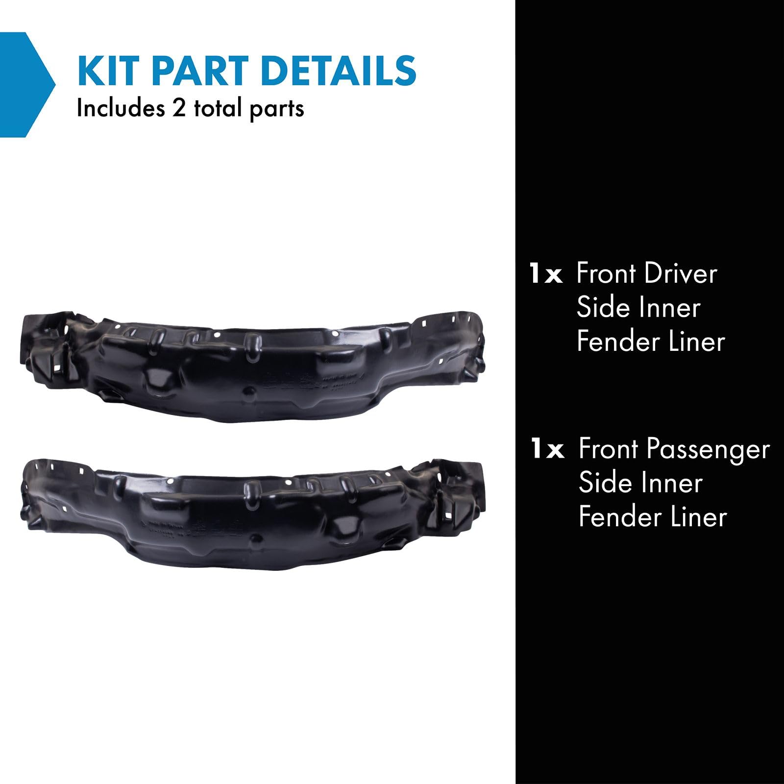 Trq Front Inner Fender Liner Set Compatible With 1995-2000 Toyota Tacoma To1248110 To1249110