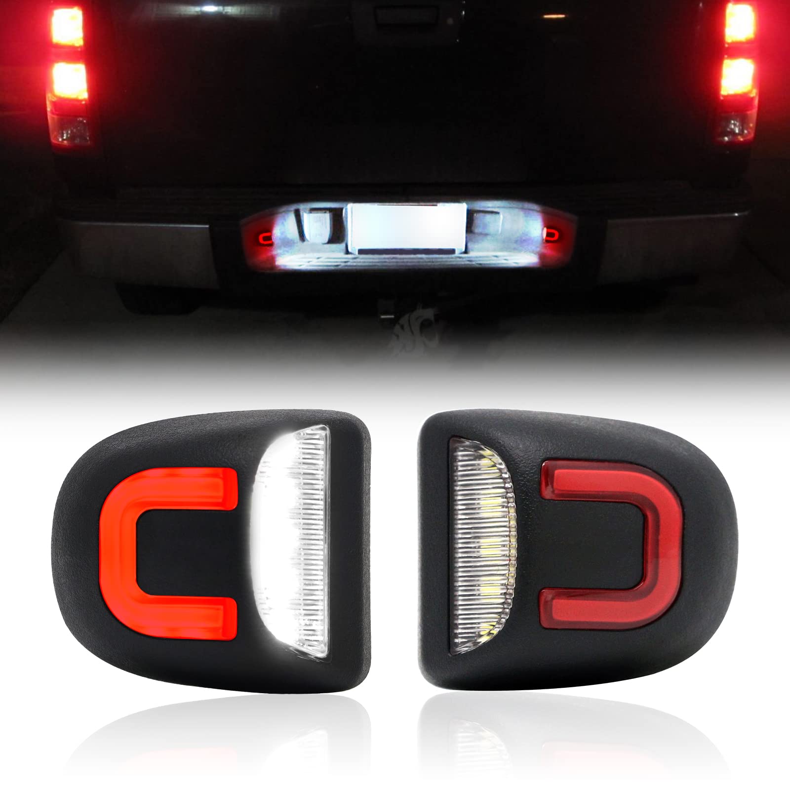 R&F Auto Red U-Shaped Led License Plate Lights Compatible With Silverado & Sierra 1500 2500 3500 Hd/Avalanche/Tahoe/Suburban/Tra