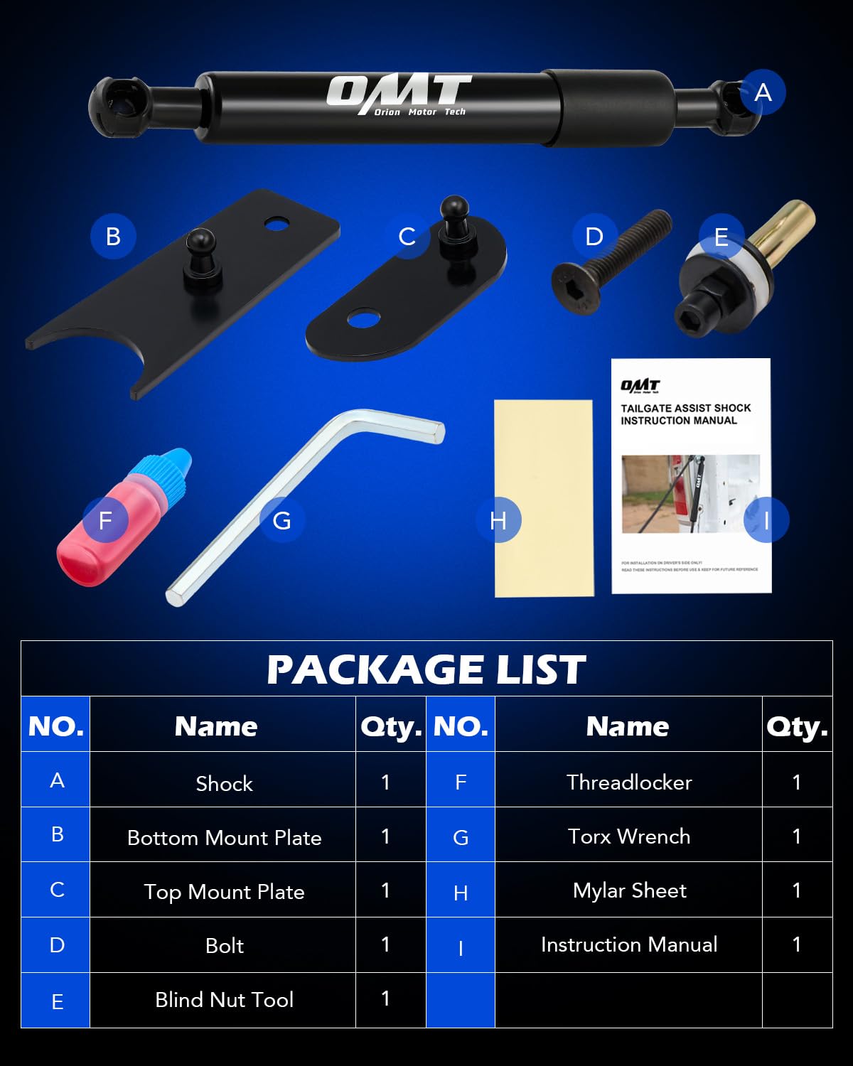 Orion Motor Tech Heavy Duty Pickup Tailgate Assist, Truck Tailgate Lift Assist Kit Compatible with 07-18 Chevy Silverado GMC Sierra 1500 & 07-19 HD 2500 3500, Truck Tailgate Shock Absorber, Black