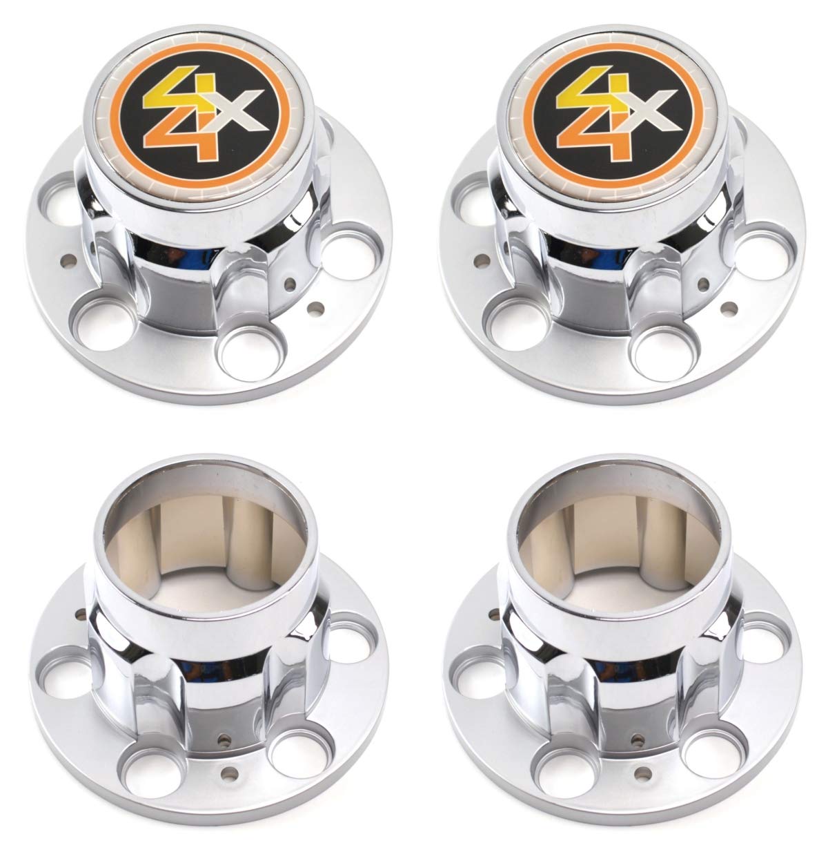 BB Auto Set of 4 New 4x4 6 Lug 15 inch 15x8 Rally Wheel Center caps Replacement for Chevrolet Chevy GMC Truck 2 Open Front Caps 2 Rear Closed caps