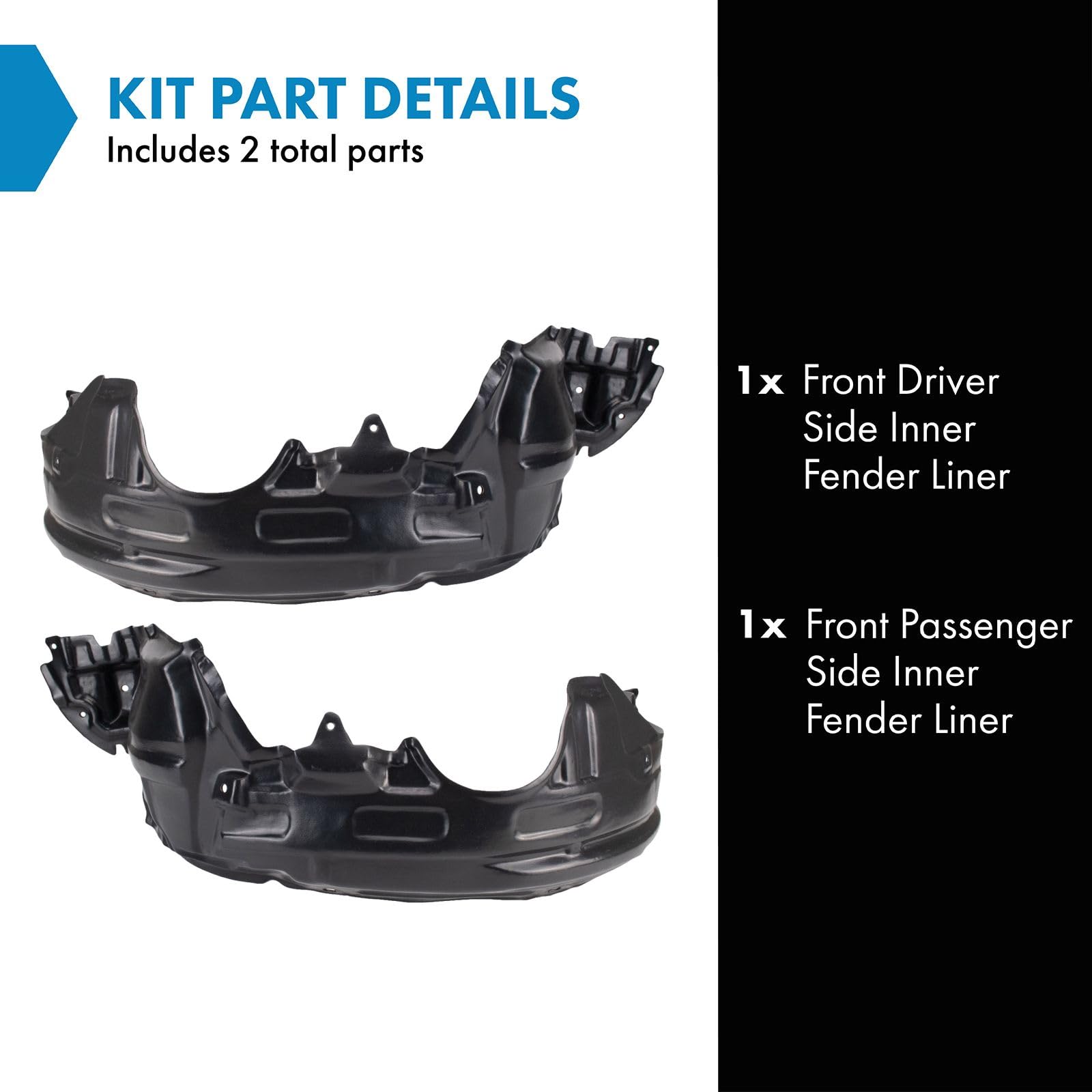 Trq Front Inner Fender Liner Set Compatible With 2004-2006 Scion Xa Sc1248101 Sc1249101