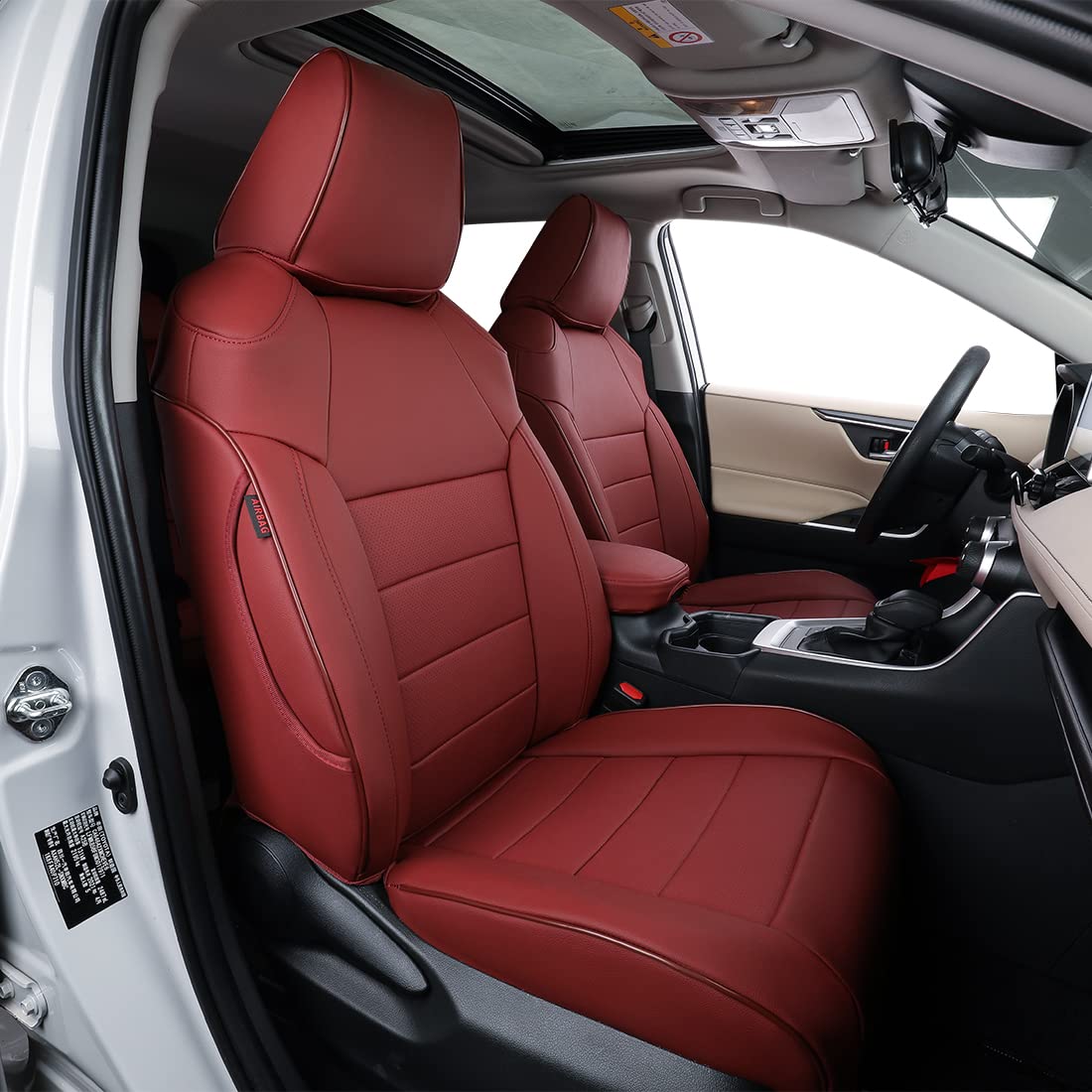 Ekr Custom Fit Corolla Car Seat Covers For Select 2020 2021 2022 Toyota Corolla Hybird Le & 2023 Hybrid Xle - Full Set,Leather (Burgundy)