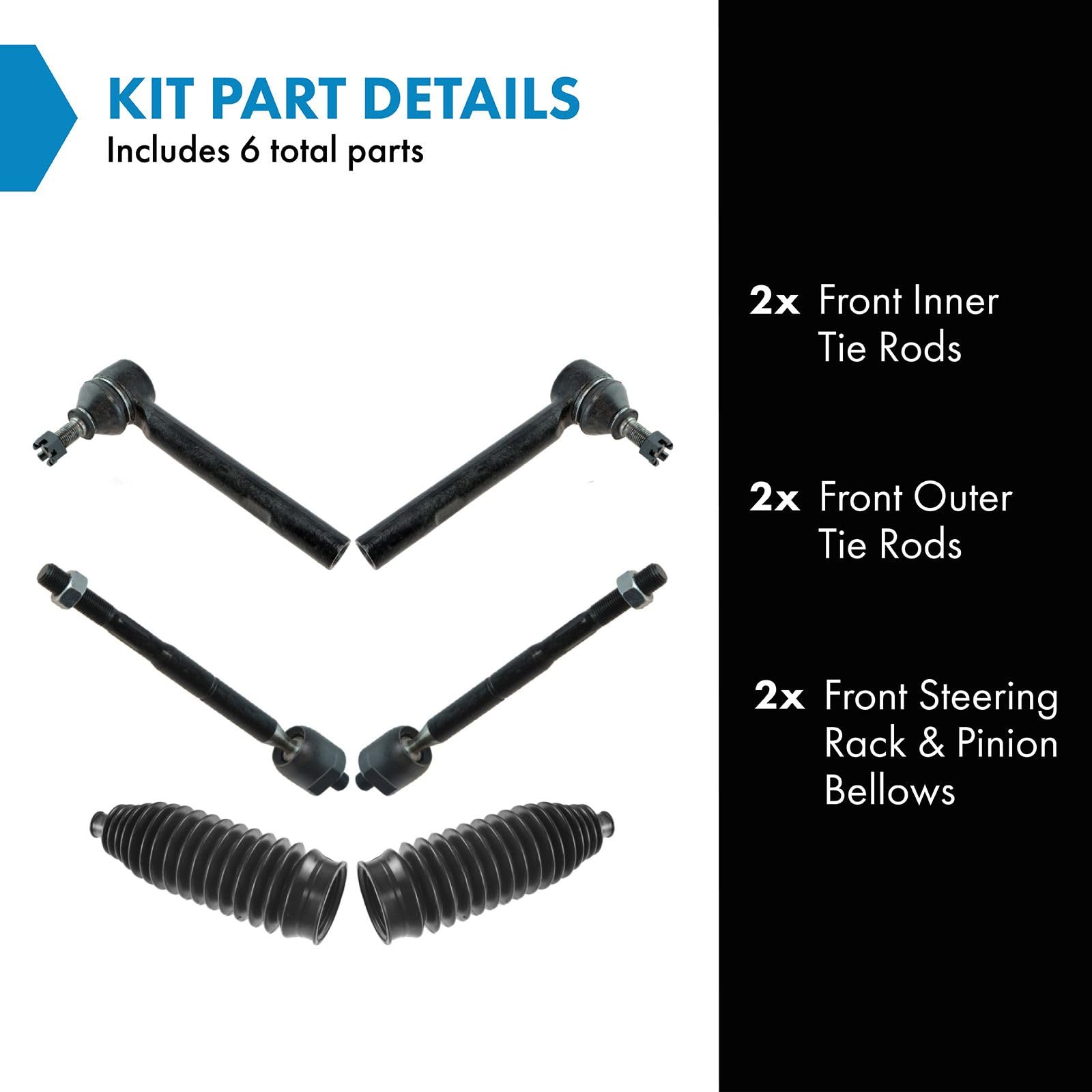 Trq Front Driver & Passenger Side Steering Kit Steering Rack & Pinion Bellow Tie Rod Compatible With 2004-2006 Lexus Rx330 2007-