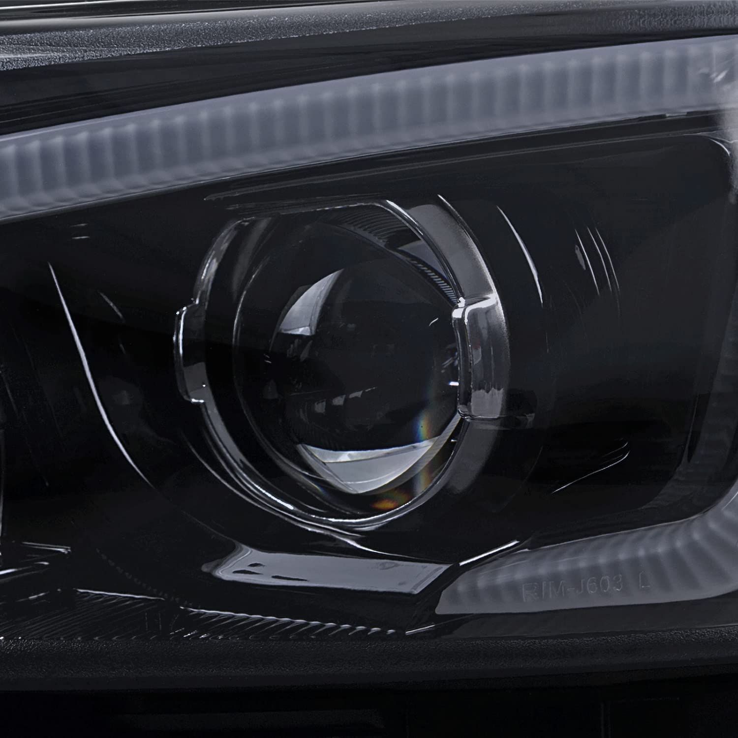 Spec-D Tuning Black Housing Smoke Lens Projector Headlights W/Led Signal & Led Strip Compatible With 2011-2013 Scion Tc Left + Right Pair Headlamps Assembly