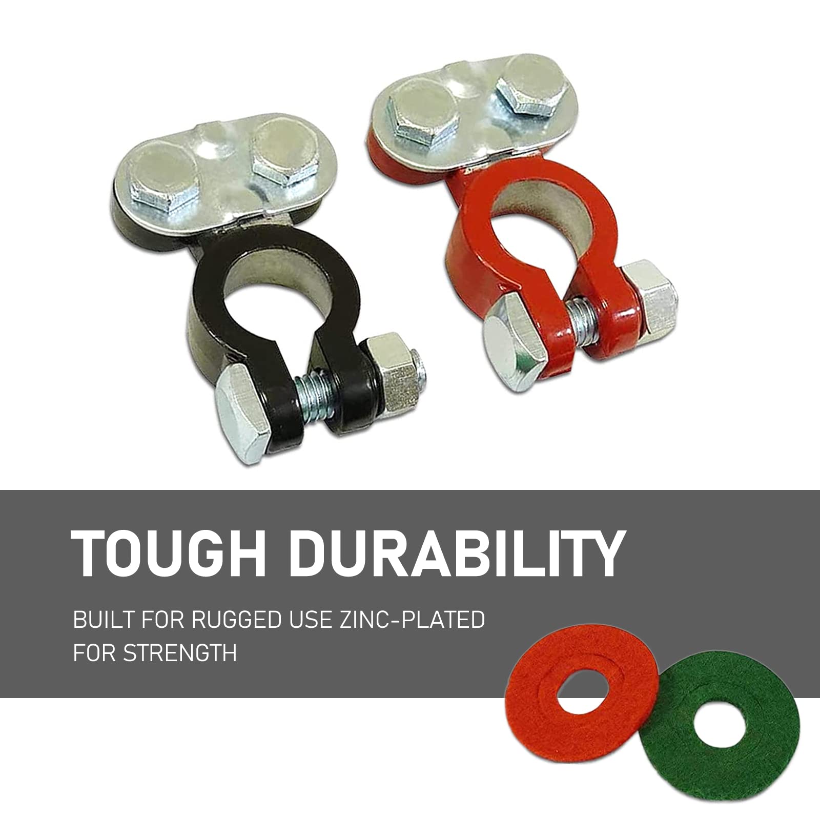 Sodcay 2 Pcs Cable Terminal Clamp Connectors, Cables Terminal Connectors Kit, Fit For Cars, Vans, Trucks (Silver)