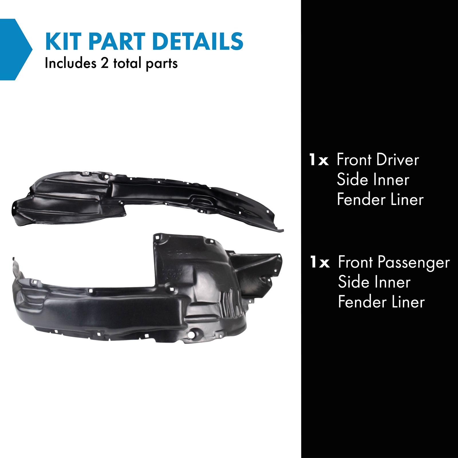 Trq Front Inner Fender Liner Set Compatible With 2003-2005 Toyota 4Runner To1250109 To1251109