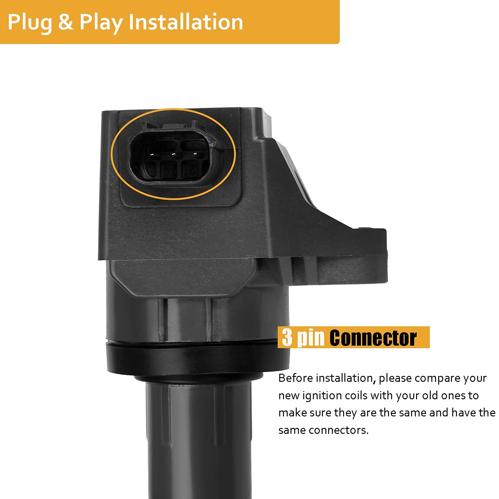 Ignition Coil Pack Replacement For 1.8 1.8L 2012 2013 2014 2015 Honda Civic, 2016-2017 Honda Hr-V Hrv, 2.0L 2.0 2013-2015 Acura Ilx, Uf672 C1823, Set Of 4