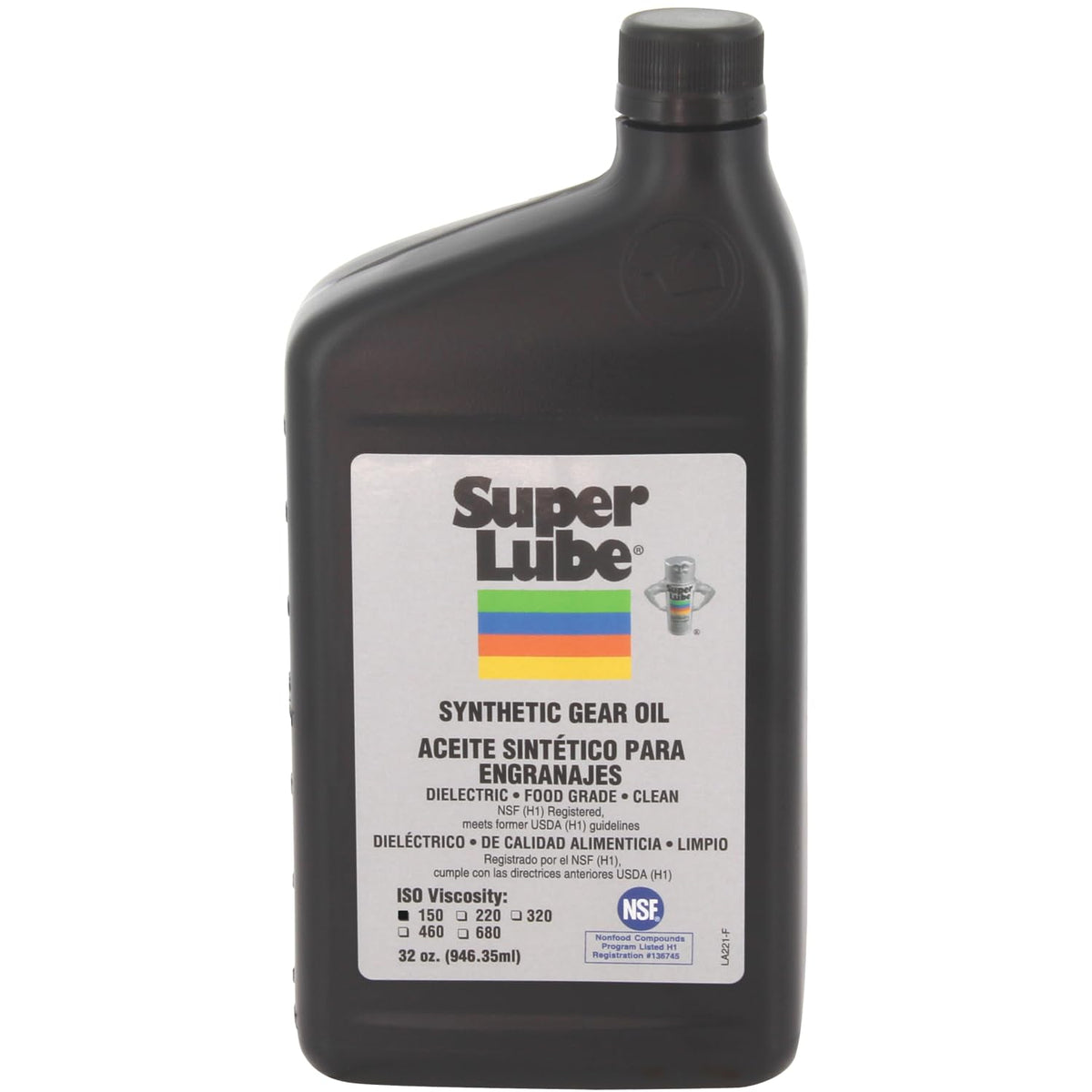 Super Lube Synthetic Gear Oil Hydraulic Grade (Translucent Amber, ISO 150-1qt Bottle) | NSF Certified Food Grade & Clean | Heavy
