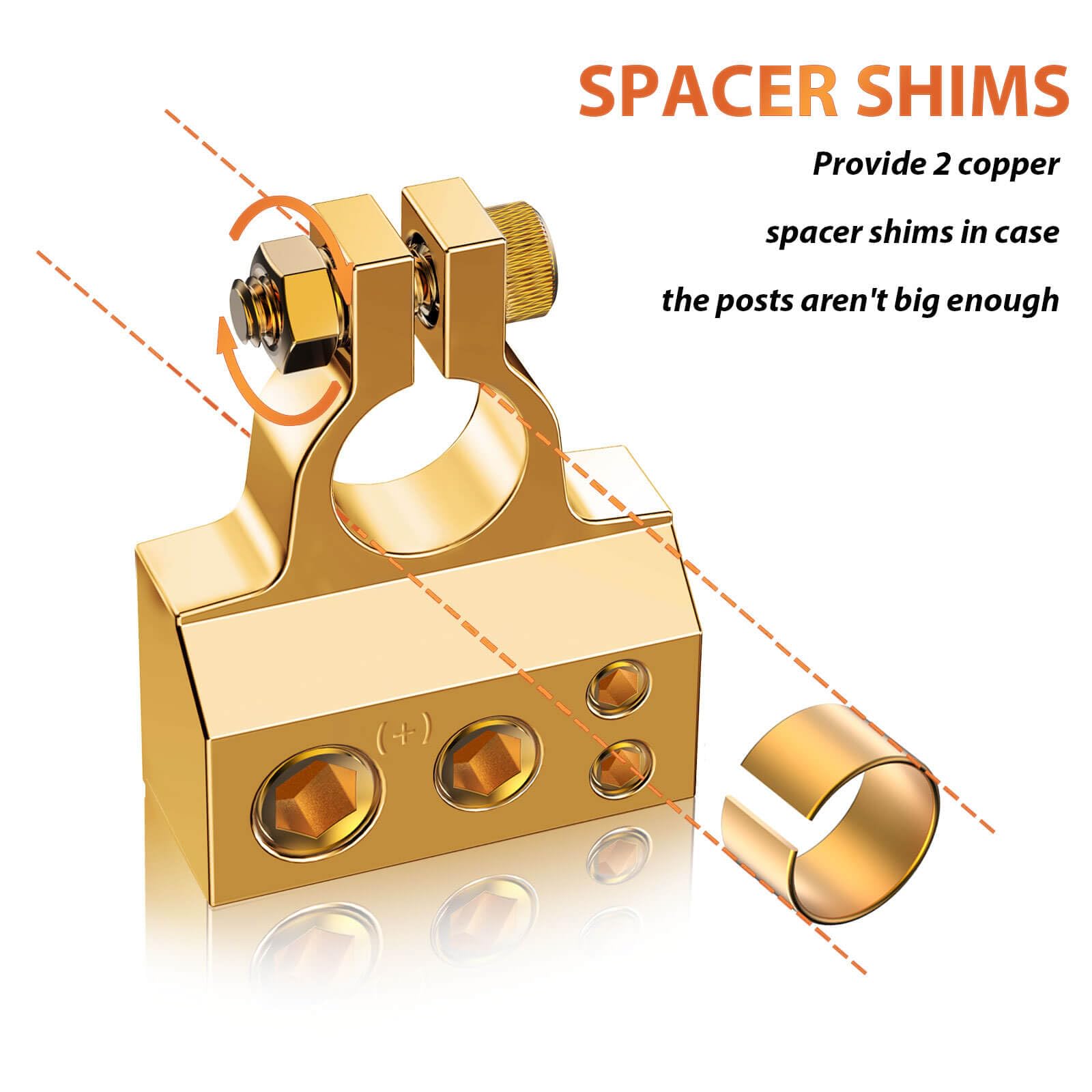 COROTC Battery Terminal Connectors, 0/4/8/10 Gauge AWG Battery Terminal, Positive Negative Battery Terminals, with 2 Clear Cover