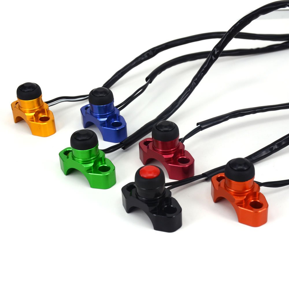 Jfg Racing Cnc Universal Motorcycle Engine Stop Start Kill Switch Button With Mounting Backplate For Kx250 Kx450F Klx110 - Green