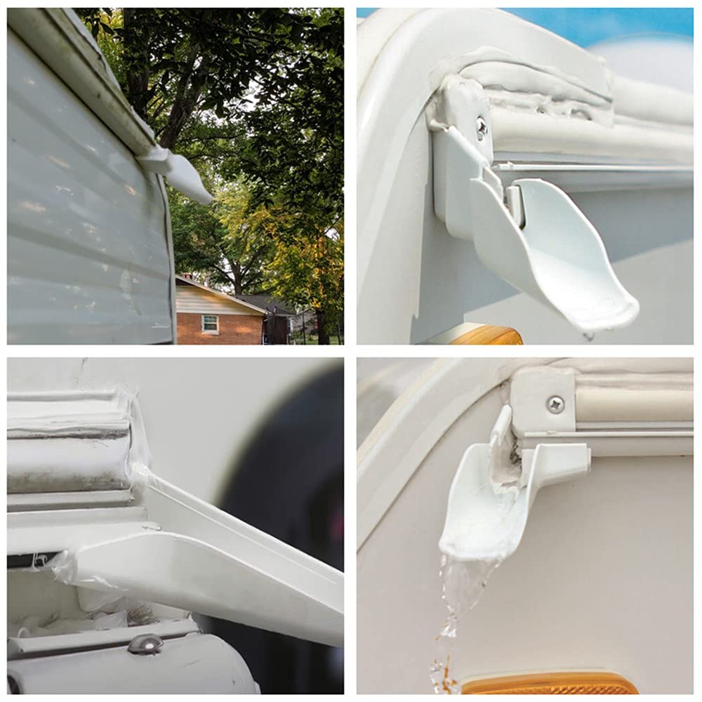 Fcouiid Rv Rain Gutter Spouts With Extensions - Roof Rail Gutter Drain Protect Accessories For Van, Travel Trailer, 2 Left & 2 R