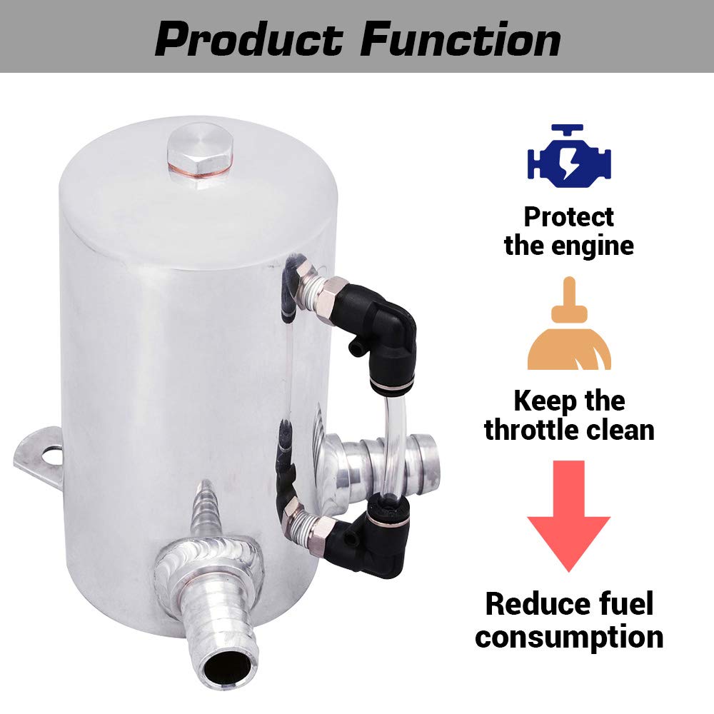 SPELAB Oil Catch Can Breather Tank Reservoir 0.5L Polished Aluminum with 19mm 3/4    Barb Inlet Outlet Silver