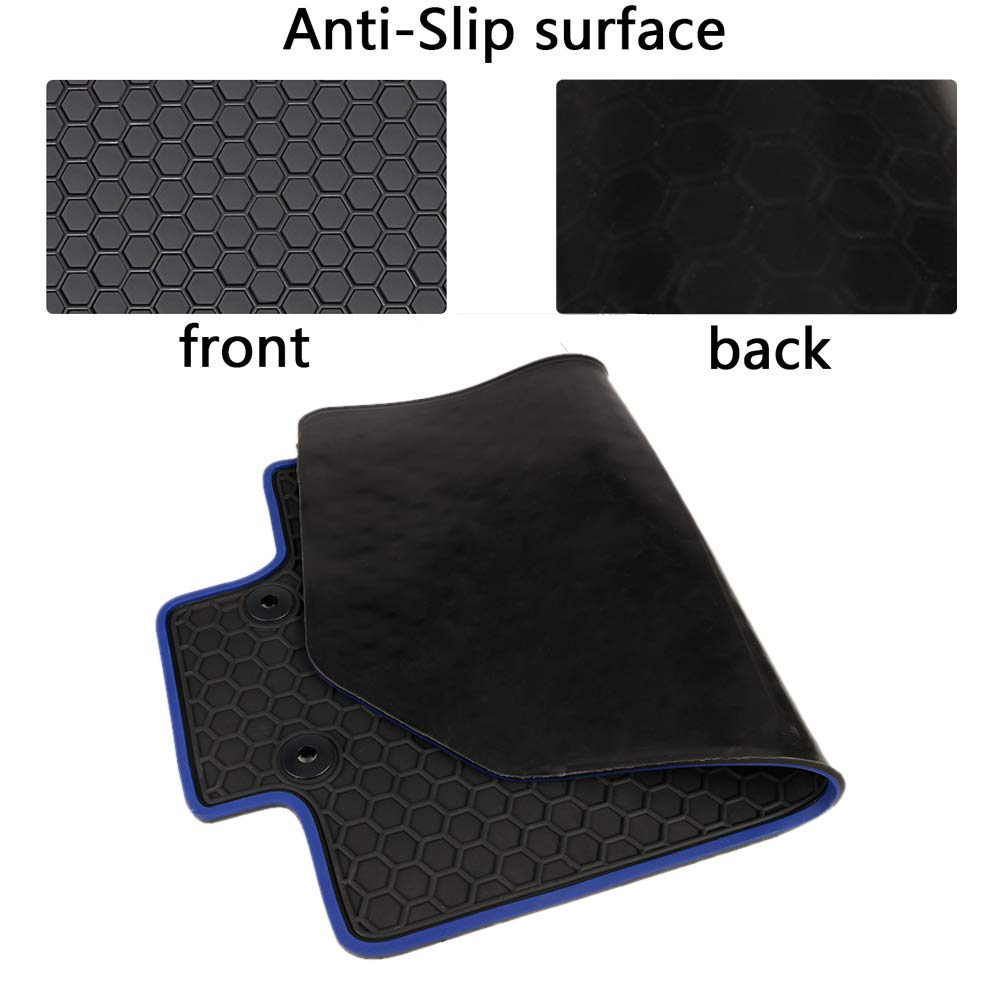Hd-Mart Car Rubber Floor Mat For Honda Civic 10Th Generation 2016 2017 2018 2019 2020 2021, Custom Fit Rubber Black And Navy Blu