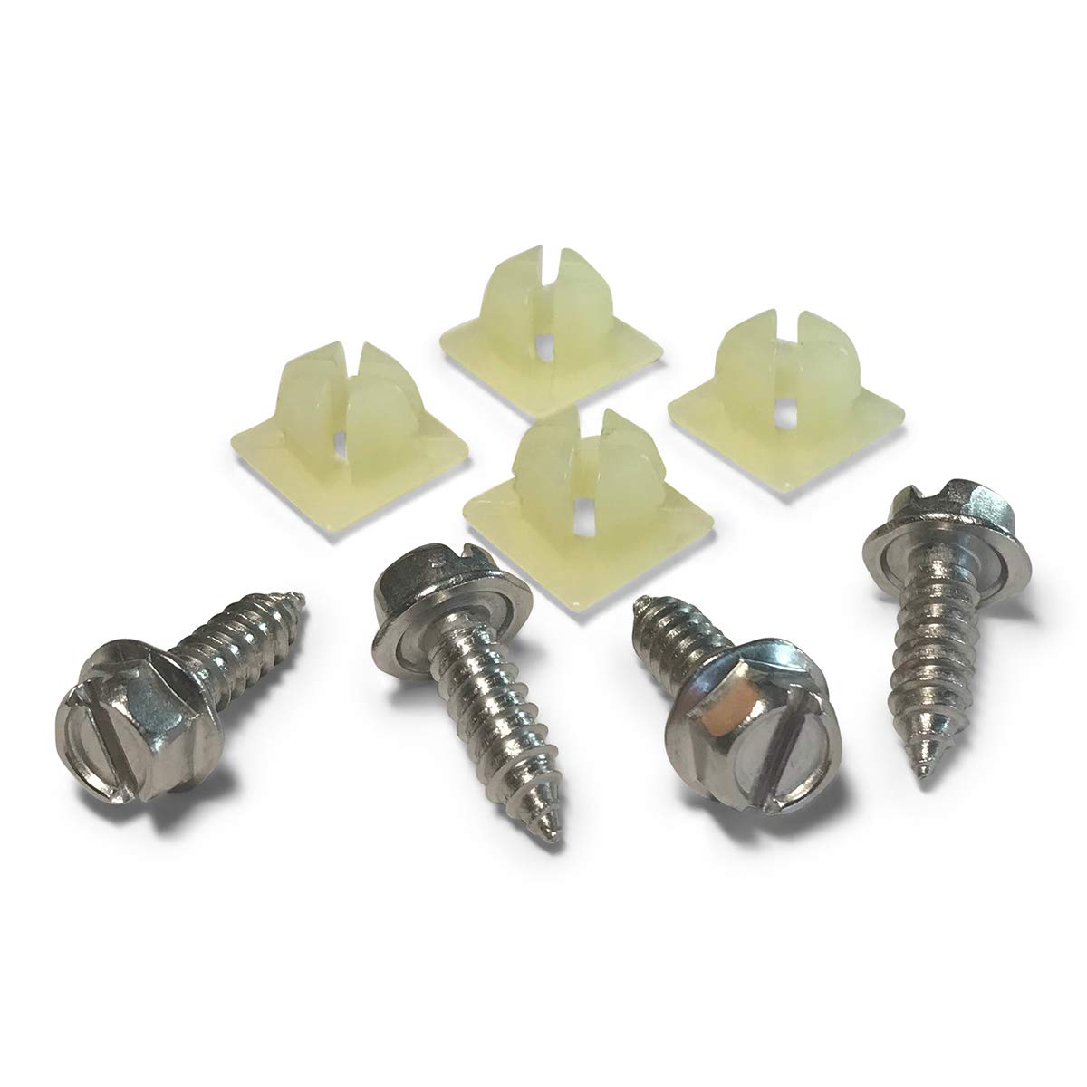 License Plate Screw Kit - Stainless, Oem Style Fasteners With Nylon Screw Retainers For Mounting Front And Back License Plates O