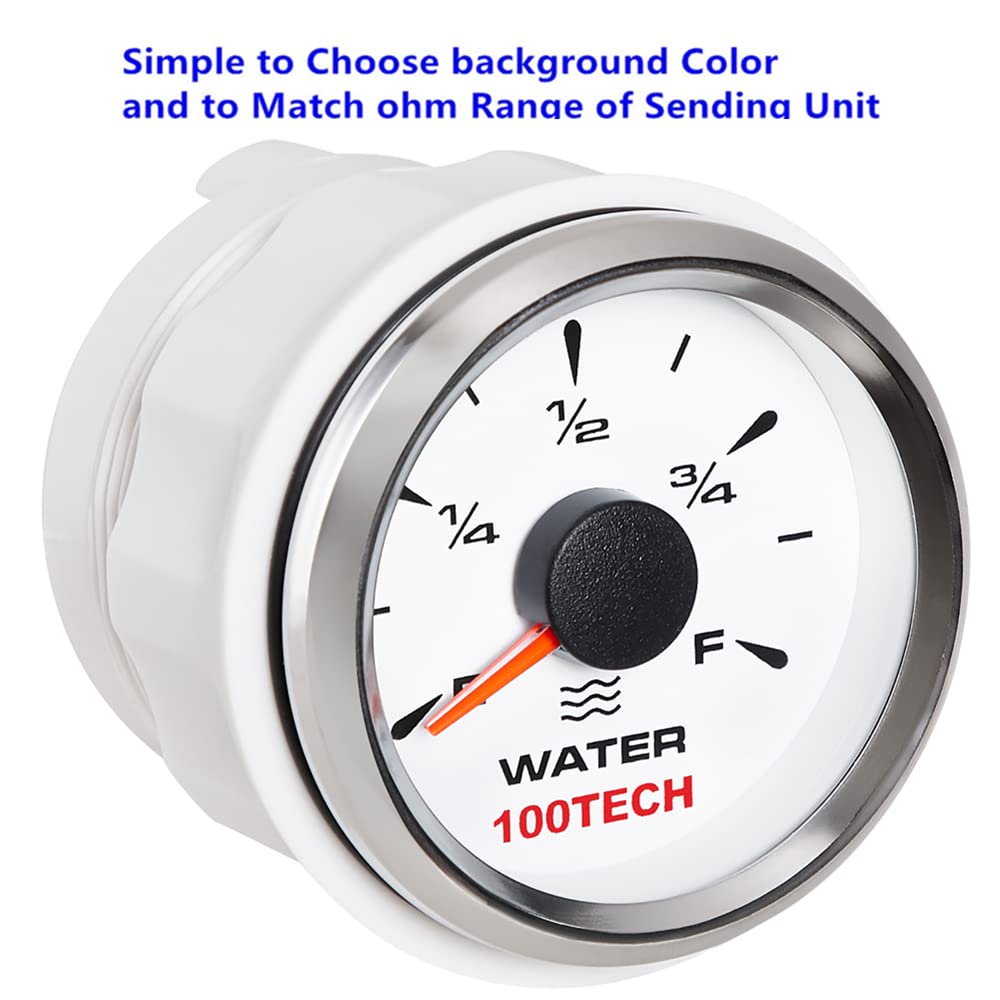 100Tech Water Level Gauge Rv Truck Water Tank Gauge Marine For Boat Rv 0-190Ohm 240-33Ohm 240-30Ohm 0-180Ohm 10-180Ohm White