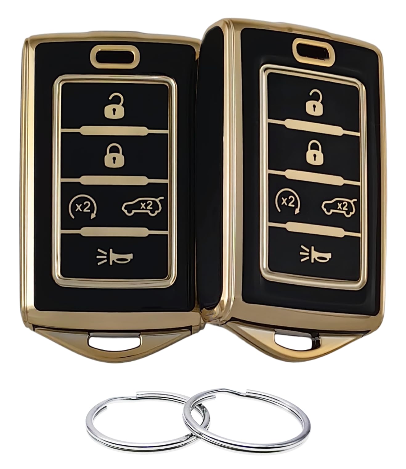 Reprotecting Tpu Key Fob Cover Compatible With 2021-2025 Jeep Grand Cherokee L Grand Wagoneer L Wagoneer Grand Cherokee L (Black