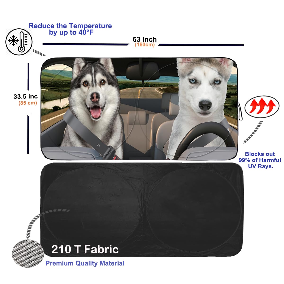 Gven Windshield Sun Shade, Car Sunshade For Front Windshield Funny Sun Visor Protector Blocks Uv Rays Foldable 210T Keep Your Vehicle Cool