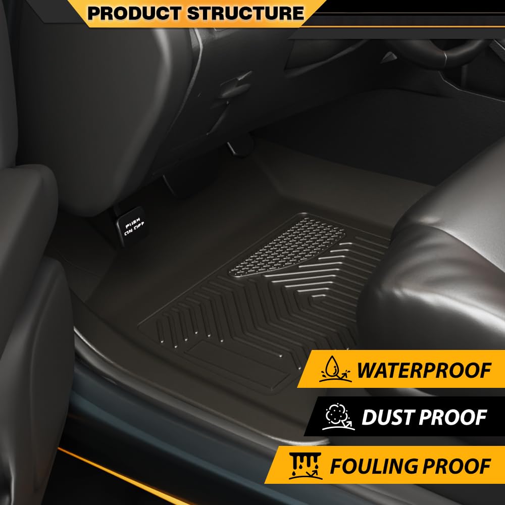 G-PLUS Floor Mats, Compatible with Tesla Model Y 2020-2024(5-Seat),1st & 2nd Row All Weather Full Cover Protection, Black TPE Ca