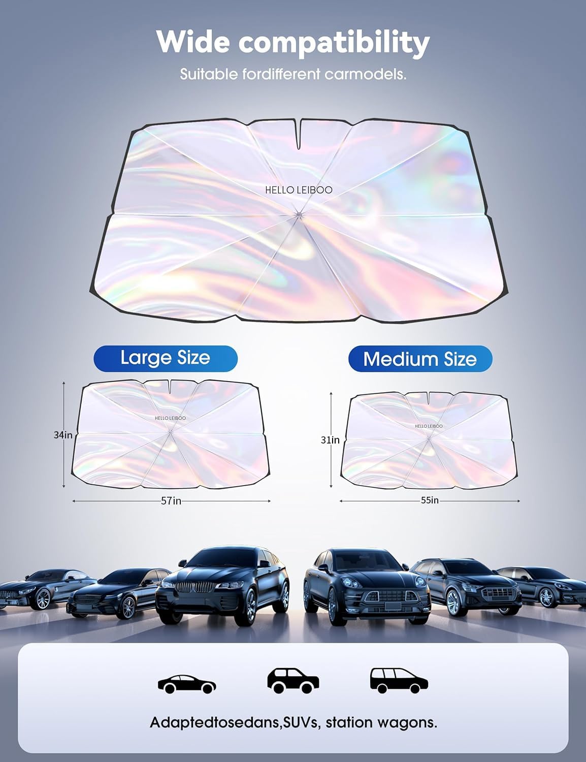 Helloleiboo ??????5 ?????????????? Car Windshield Sun Shade Umbrella,Colorful 360Rotating Foldable Windshield Sun Shade Front Wi