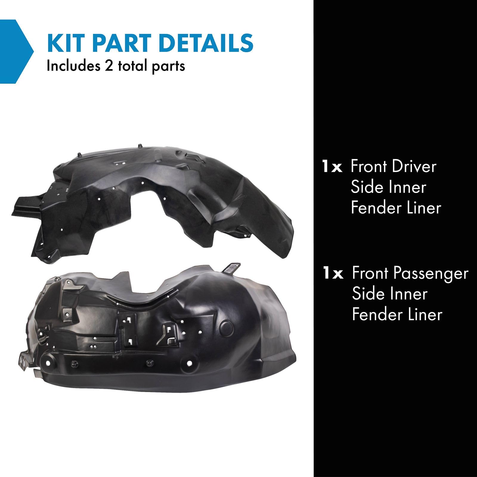 Trq Front Inner Fender Liner Set Compatible With 1998-2002 Lincoln Town Car Fo1246111 Fo1247111