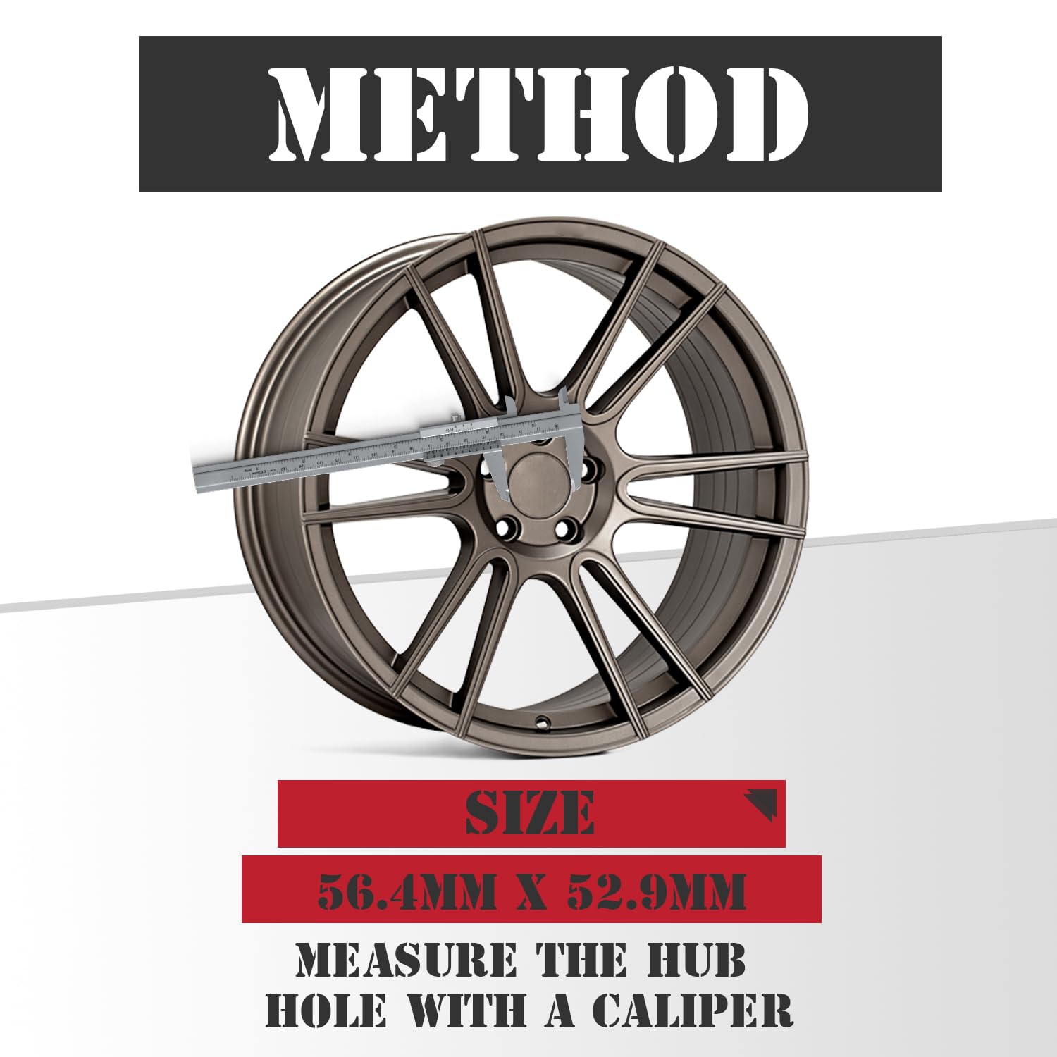 KitsPro 2.2 Inch Wheel Center Caps, Matte Black, Pack of 4 (Outer 56MM, Inner 53MM) - Durable, Stylish Fit for Your Wheels