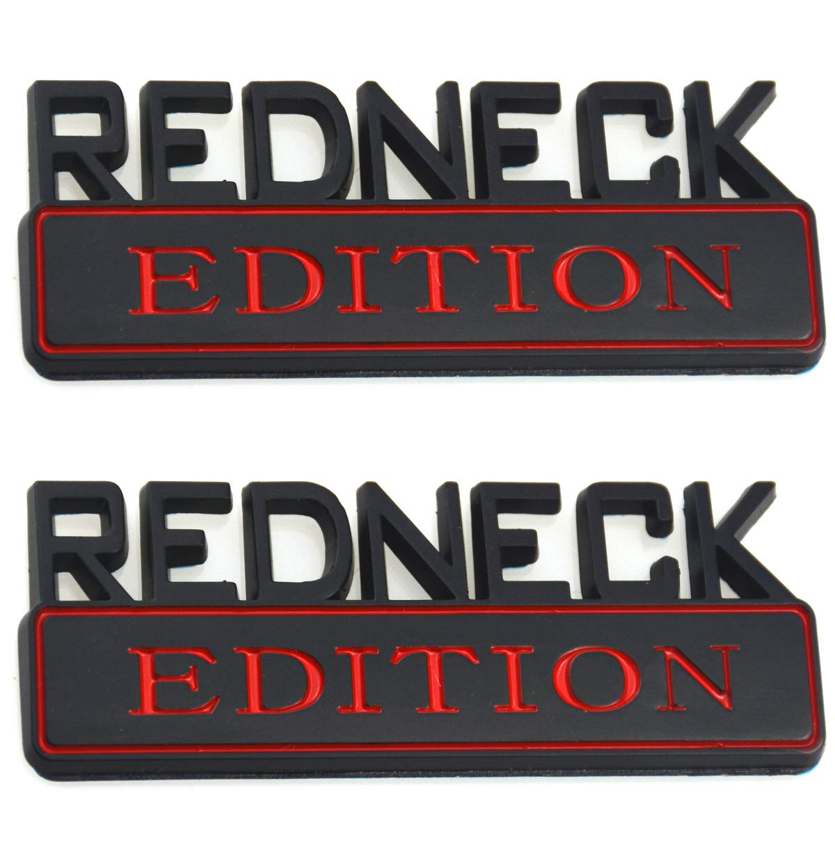 2 Pack Redneck Edition Exterior Emblem Car Truck Boat Decal Logo Replacement For F-150 F250 F350 Silverado Ram 1500 (Black/Red)