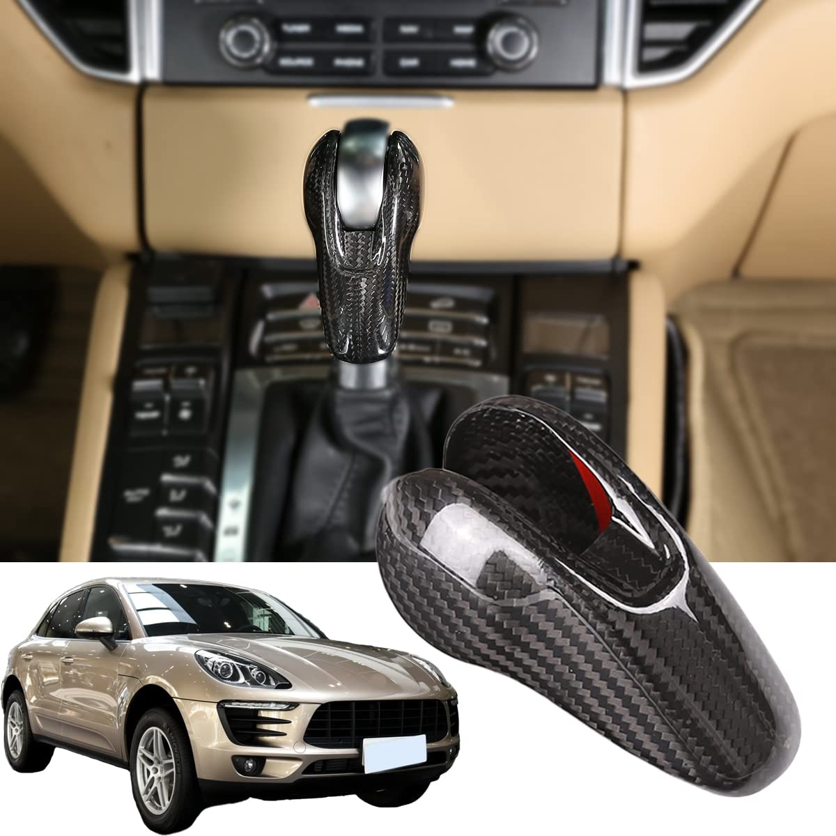 100% Real Carbon Fiber Interior Gear Shift Head Cover Knob Trim Car Accessories for Porsche Macan Panamera Cayman Boxster 911 71