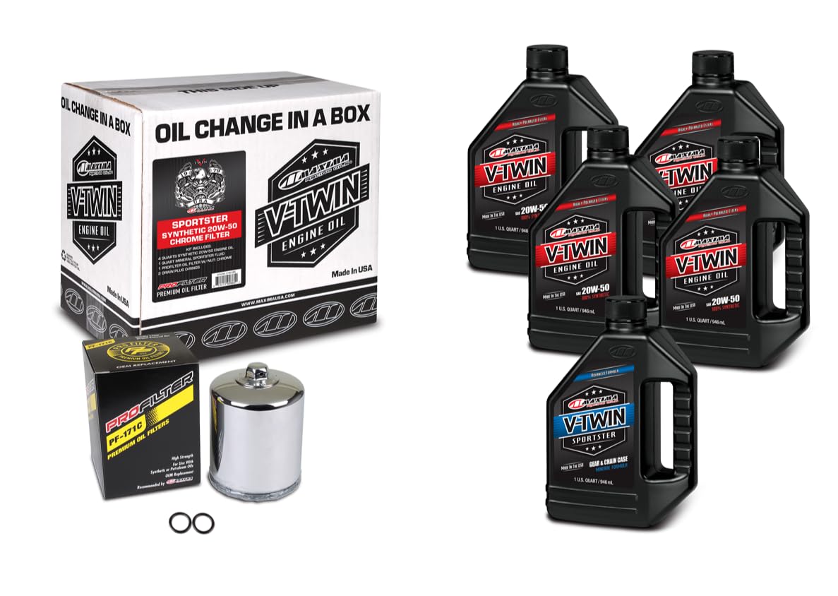 V-Twin Oil Change Kit Synthetic W/Chrome Filter, Sportster