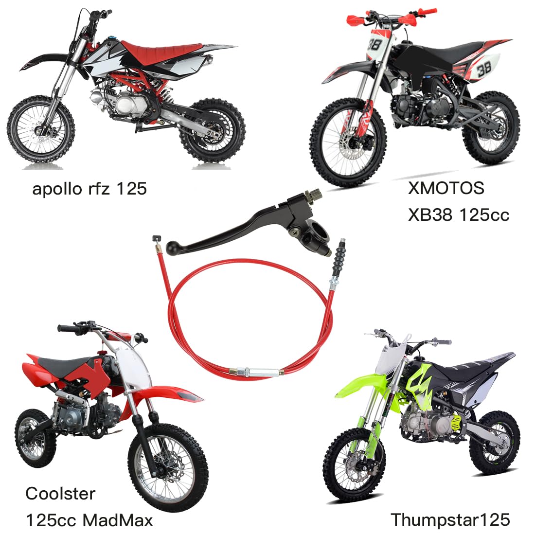 Yoxufa 7/8'' Left Clutch Lever Handlebar And Clutch Cable Compatible With Apollo Rfz Ssr Coolster Taotao 125Cc 110Cc 90Cc 50Cc D