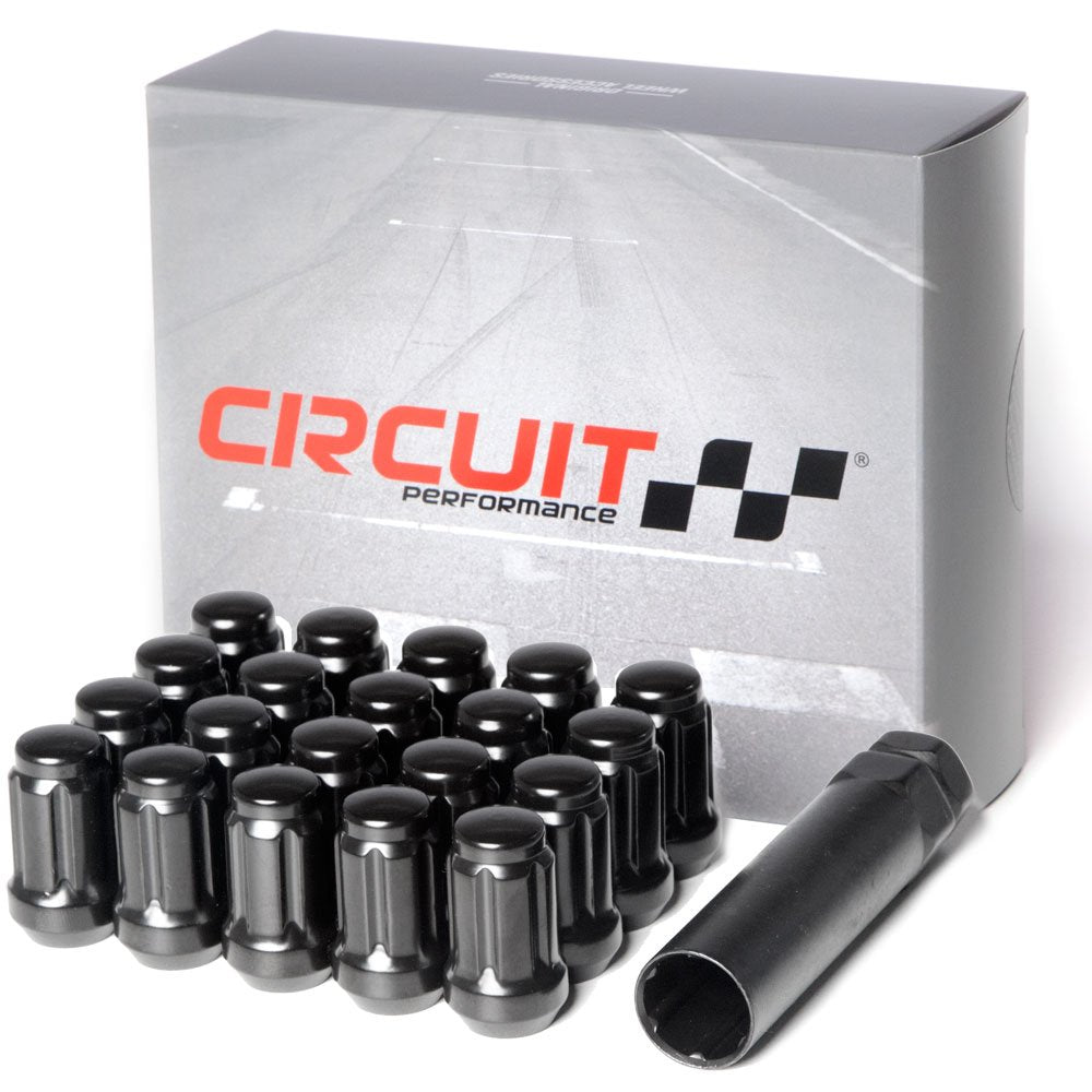 Circuit Performance Spline Drive Tuner Acorn Lug Nuts Black 12x1.5 Forged Steel(20pc + Tool)