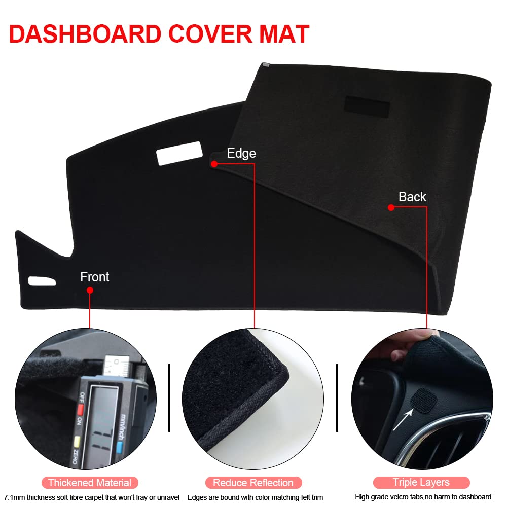 Hanlanka Dashboard Cover Dash Cover Mat Pad Compatible With Dodge Ram 1500 2500 3500 1994 1995 1996 1997 (Ram 94-97, Black)