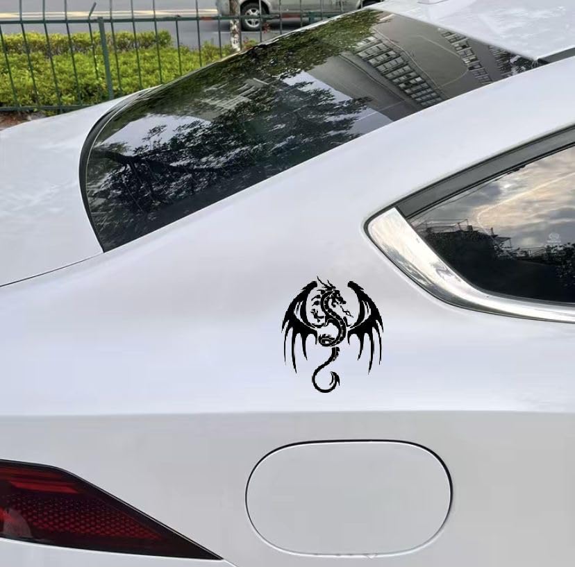 MAKTEM Dragon Car Decal Vinyl Window Bumper Laptop Car Emblem Graphic Silhouette Decal, 1PC (Black)