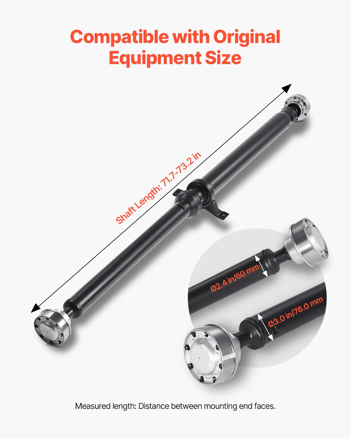 VEVOR Rear Drive Shaft, 71.7-73.2 Prop Shaft Driveshaft Assembly Compatible with 2015-2019 Dodge Challenger V6 3.6L, Replace