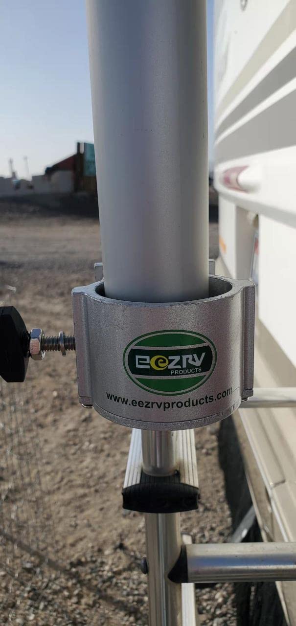 Eez Rv Products Aluminum Flag And Wind Sock Pole Mount For Rv Ladders Satellite Antenna(Starlink Dish) Pole Mount - Adjustable Hold Up To 2.5 Inch Diameter Pole - Fits 1 Inch Ladder Rails