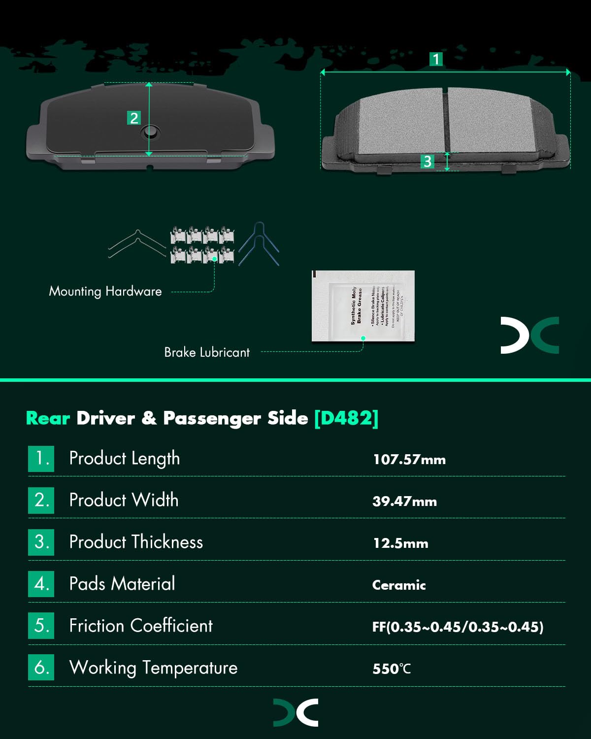 Scitoo D482 D957 Front Rear Ceramic Brake Pads Sets Fit For Mazda 6 2003 2004 2005