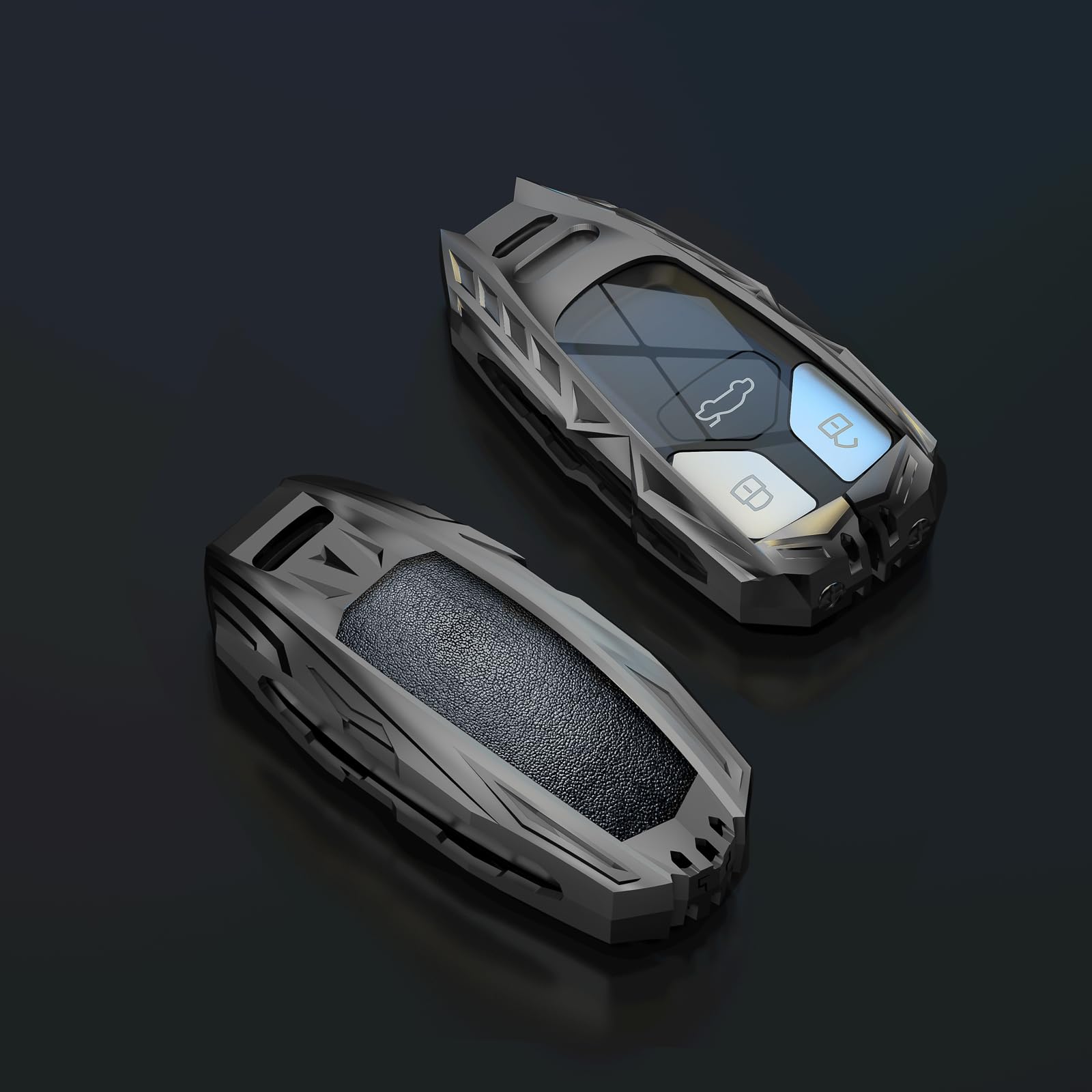 Slaknok For Audi Key Fob Cover With Keychain,Stylish And Durable Zinc Alloy Protection Key Case Compatible With A4 A5 Q7 Q5 Tt Tts A3 A6 Sq5 R8 S5 Rs4 Rs5 Smart Keyless Key Shell Accessories