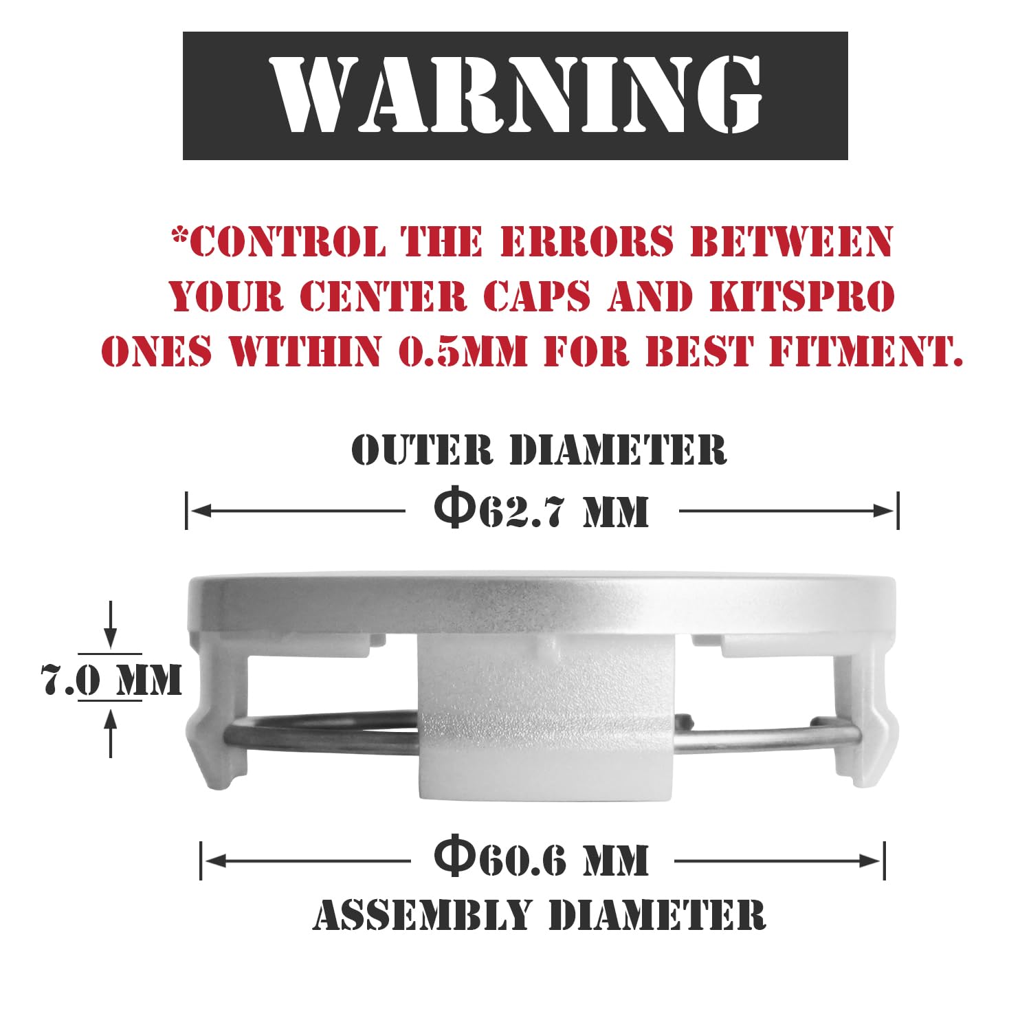 Kitspro 2.5Inch 63Mm Wheel Center Caps For Toyota Corolla Camry Highlander Rav4 Rim Hub Caps, Pack Of 4 (Silver, Outer 63Mm, Inn