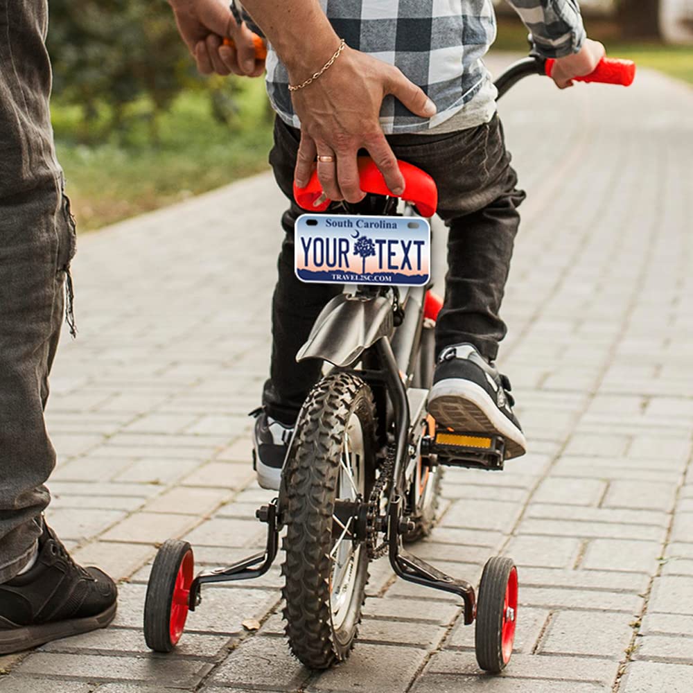 Inkmyplate Personalized South Carolina Moon Small License Plate | Bike 6X3 Inch | Select From All 50 States | 3 Sizes | Custom License Plates For Kids Bicycles | Power Wheels | Usa Thick .040 Aluminum