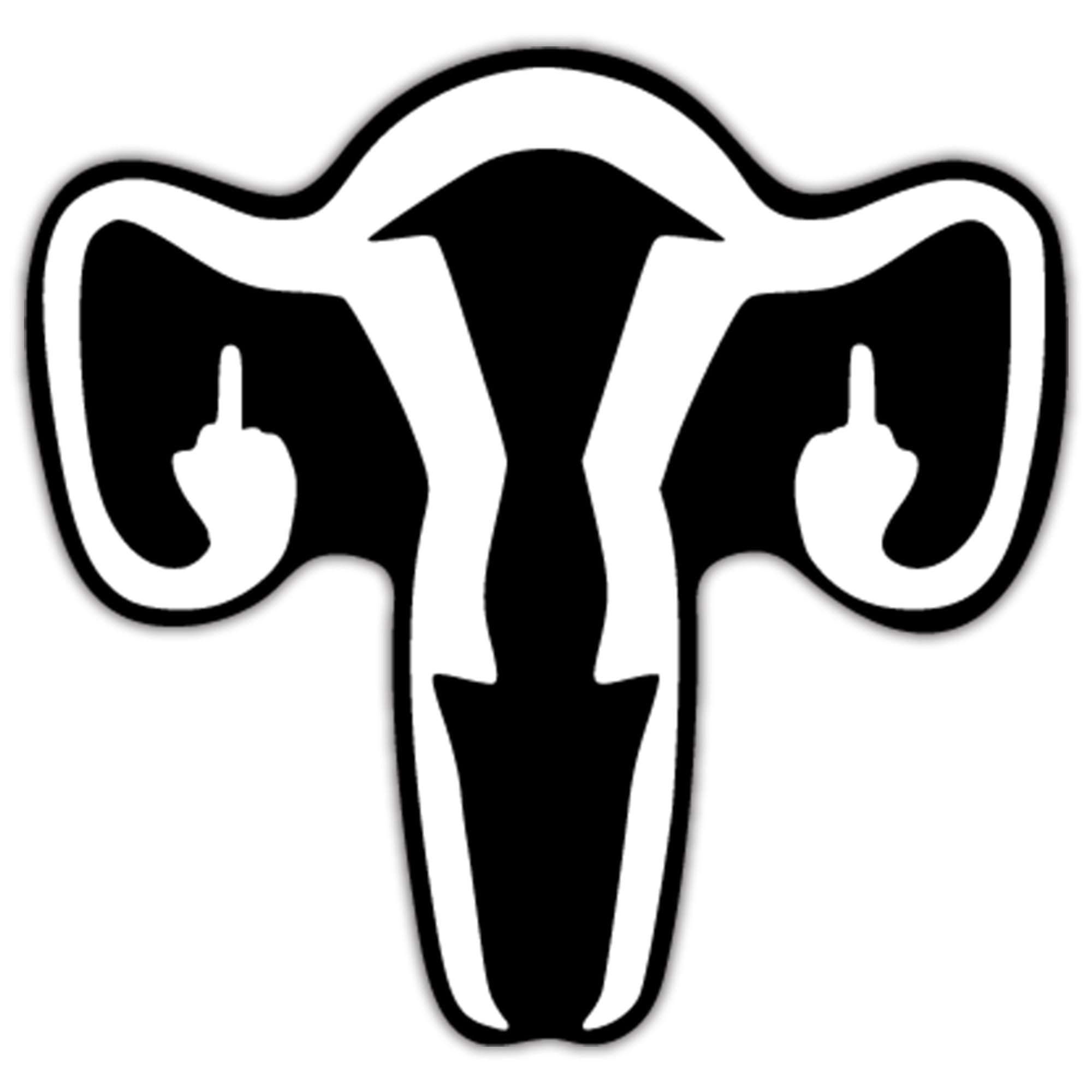 Ovary Flipping The Bird Vinyl Decal Sticker | Cars Trucks Vans SUVs Windows Walls Cups Laptops | White on Black Background | 5.5 x 5.2 Inches | KCD2180