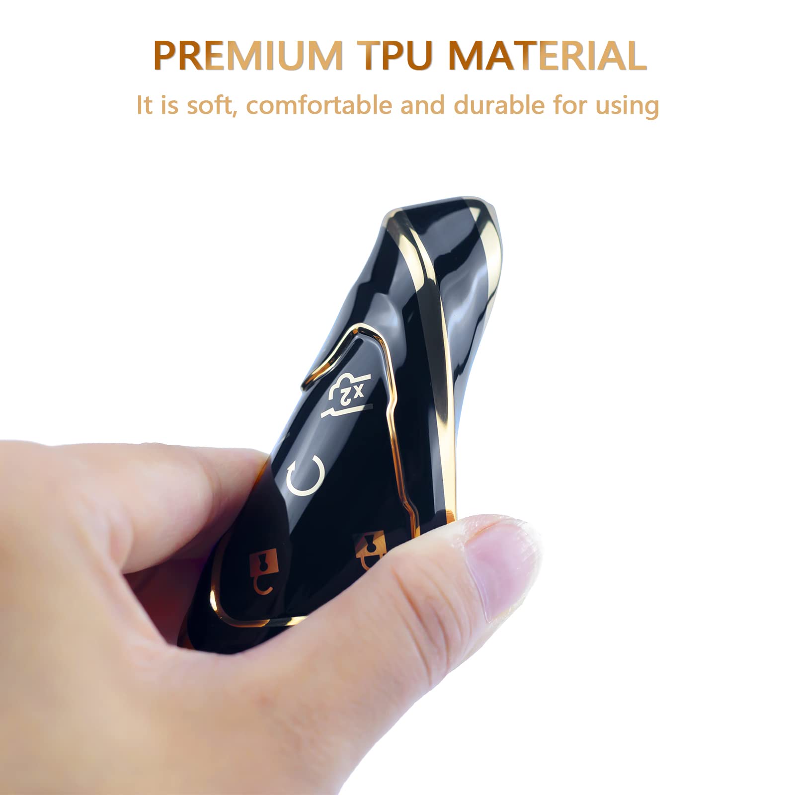 OFFCURVE Key Fob Cover with Keychain for GMC Yukon/Yukon XL Terrain Acadia Sierra Key Fob Case for Chevy Chevrolet Suburban Taho