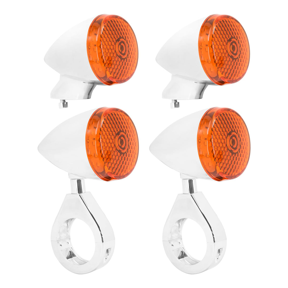 LED Turn Signal Light Indicator Blinker 39mm 41mm Fork Clamp Front Rear Fit For Harley Sportster XL 1200 883 (Chrome Orange)