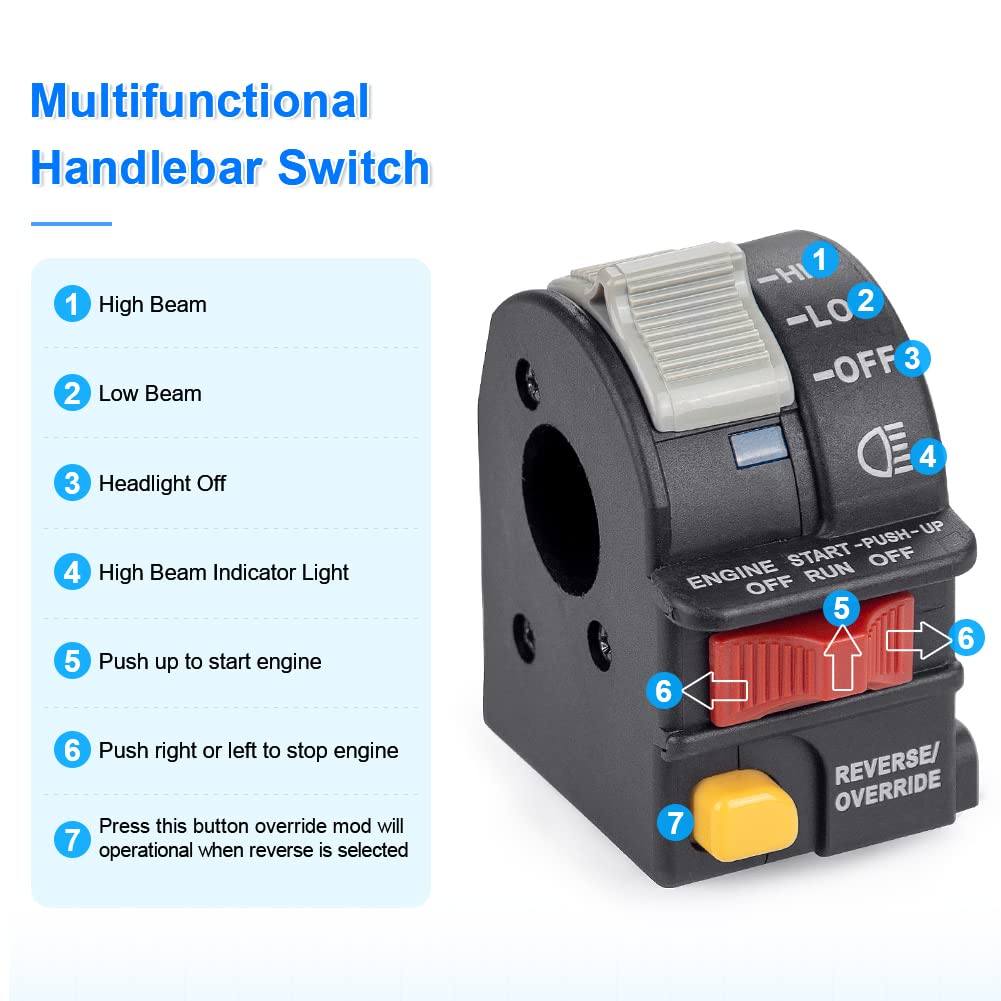 Waterwich Left Handlebar Switch Headlight Engine Starter Compatible With Polaris Sportsman Scrambler 500 400 Trail Boss Magnum 325 Xpedition 425 1999 2000 2001 Replacement For 4010262 4110243 4110248