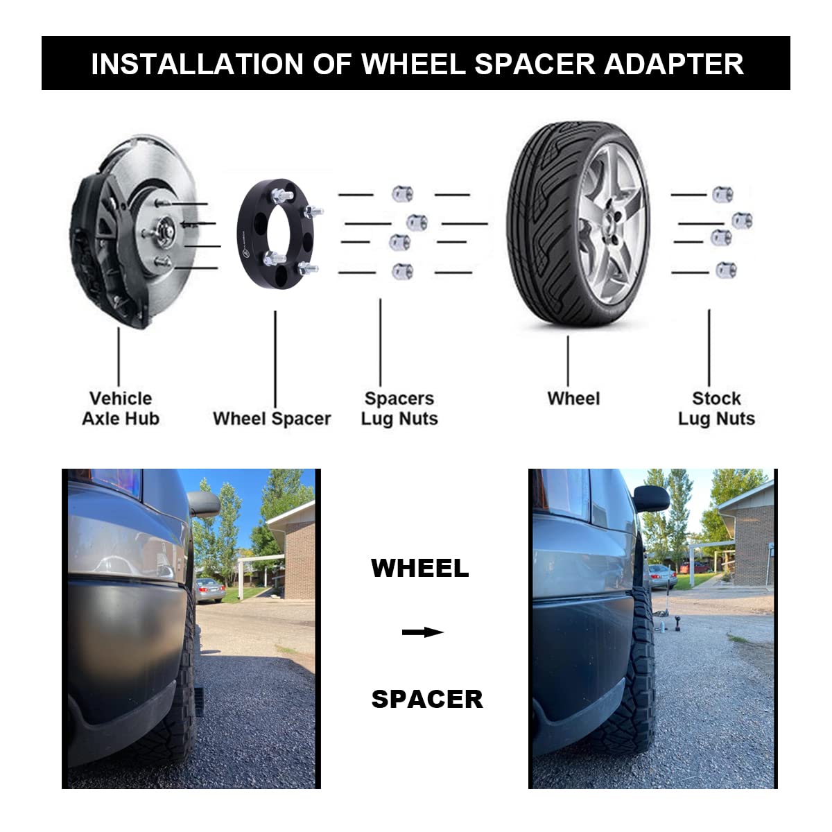 VLAOSCHI Black Forged 4x110 to 4x137 ATV Wheel Adapters 1 Inch with 10x1.25 Studs Compatible with Honda Suzuki-Yamaha-Kawasaki 4