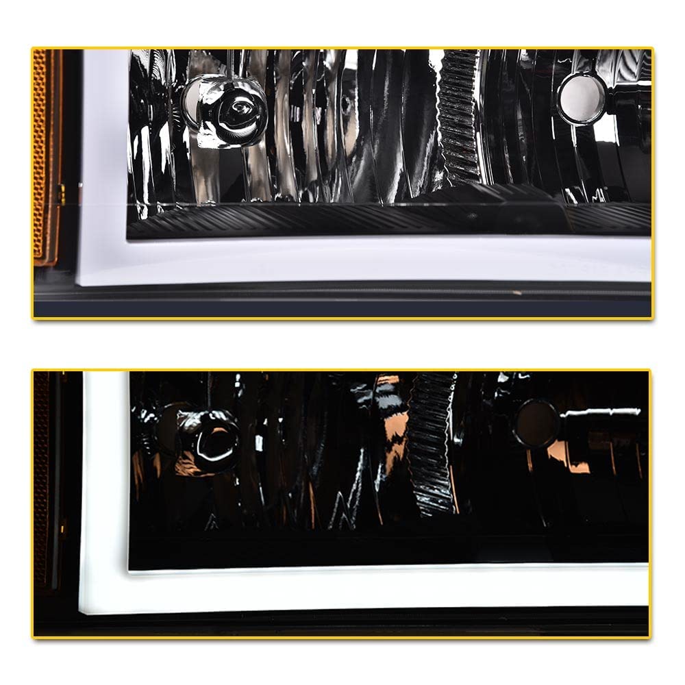 Cheda Led Drl Headlights Compatible With 2004-2012 Gmc Canyon/Chevy Colorado Headlights Assembly Bumper Lights 4Pcs(Clear Lens B