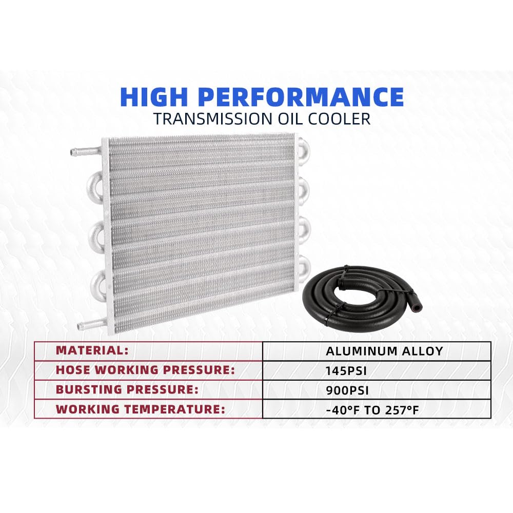 Bartoo Universal 5/16'' Transmission Oil Cooler Kit, Aluminium Alloy 8 Pass Tube And Fin Oil Cooler Kit (Sliver)