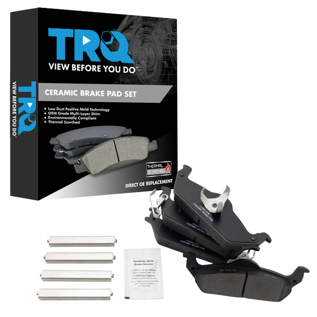 TRQ Rear Brake Pads Ceramic Compatible with 2002-2004 Dodge Dakota